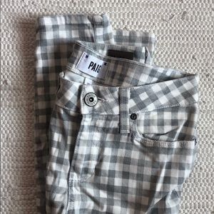 Paige denim gray and white gingham jeans